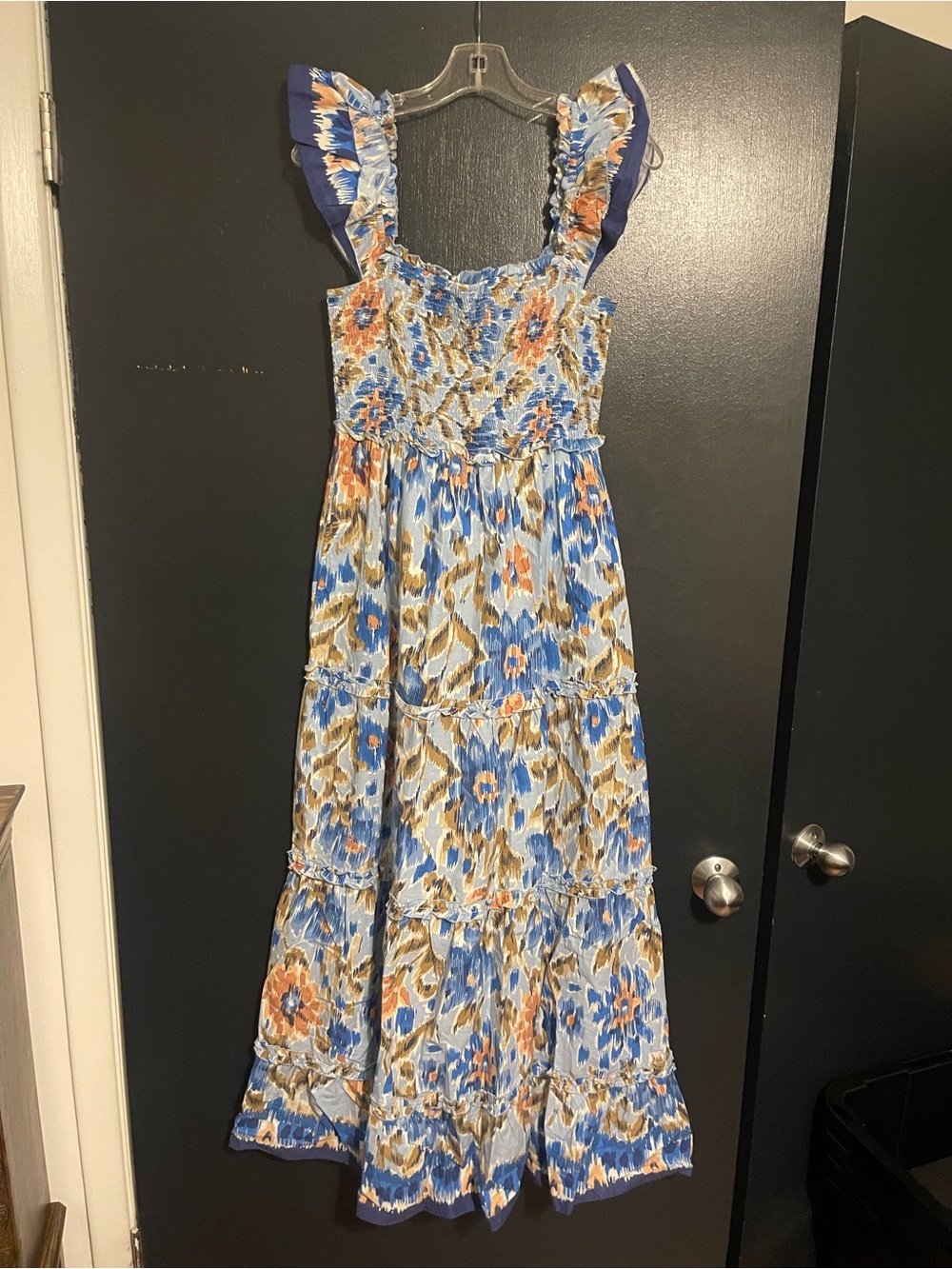 House of Harlow 1960 Blue and Orange Floral Maxi Dress